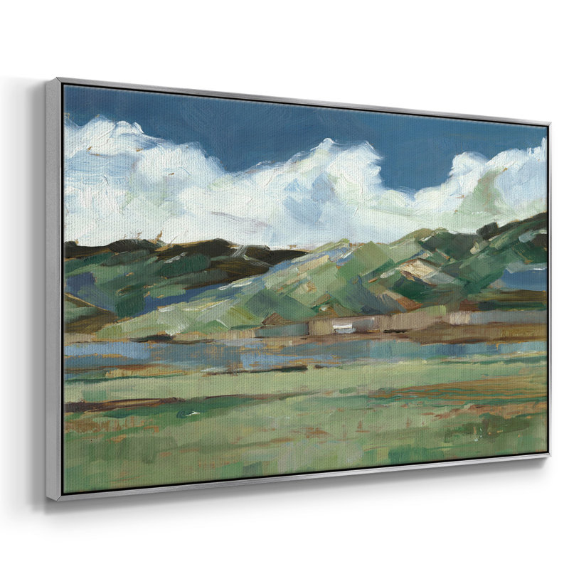 Western Sky I, H 27 po x l 41 po x P 2 po, Toile avec cadre argenté