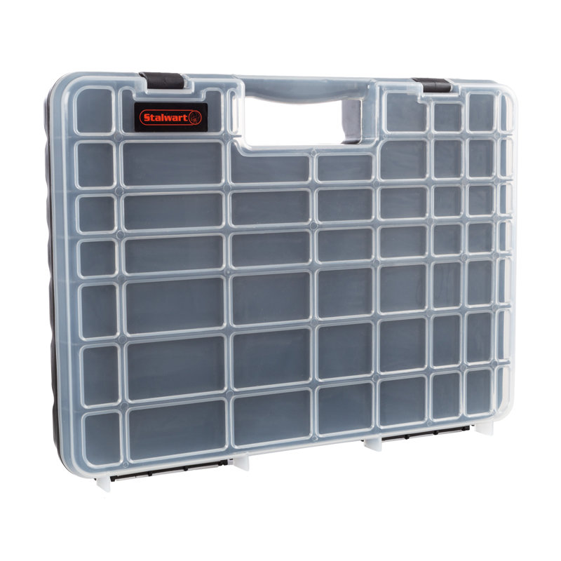 Stalwart 55-Comparment Small Lockable, Portable Toolbox Box for Office Supplies and Craft Storage
