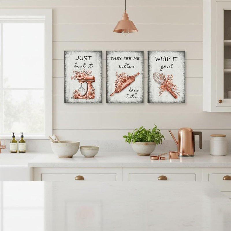 3 Piece Wrapped Canvas Print, Orange