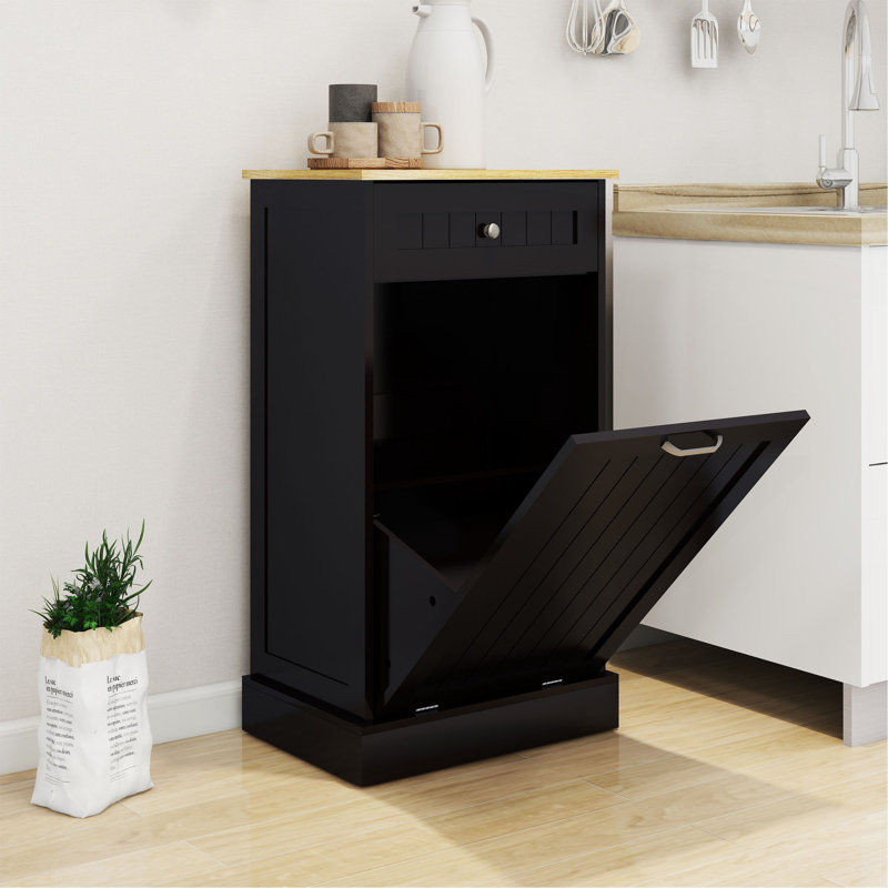 Armoire poubelle de cuisine à un tiroir et un compartiment inclinable