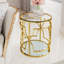 Table d'appoint ronde dorée de luxe 19,7 po avec plateau en verre trempé et tablette de rangement, table de bout moderne avec cadre en métal pour salon, chambre à coucher, canapé, table d'appoint pour petit espace-1375377595