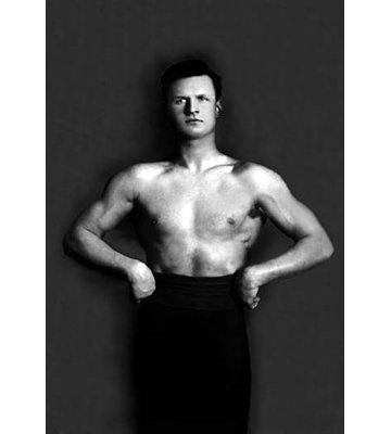 " Bodybuilder In Pants With Bared Torso "