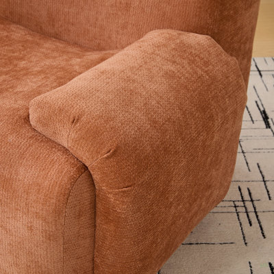 Fauteuil d'appoint surdimensionné et moderne de 43 po de largeur, canapé-lit simple désossé, fauteuil en chenille, fauteuil de lecture confortable avec sièges profonds pour le salon, dortoirs, orange