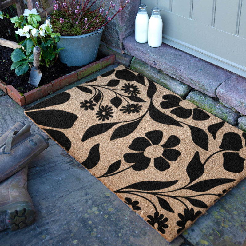 Floral Pattern Coir Doormat, 60cm W x 90cm L