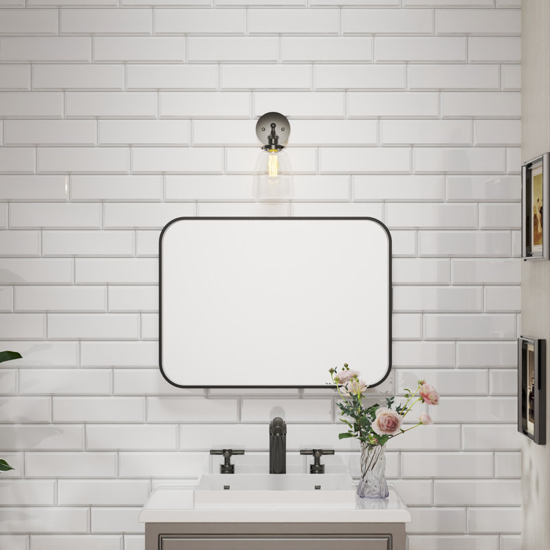 Miroir de salle de bain mural rectangulaire en aluminium l 30 po x H 22 po, Rectangle, 30" x 22"
