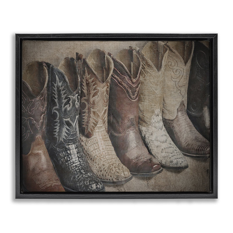 Art texturé sur toile flottante Texan, Cadre flottant noir de jais, H 17 po x l 21 po