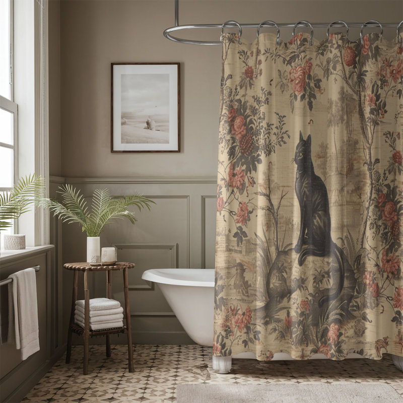 Rideau de douche standard 1 pièce Cat, H 74 po x l 71 po