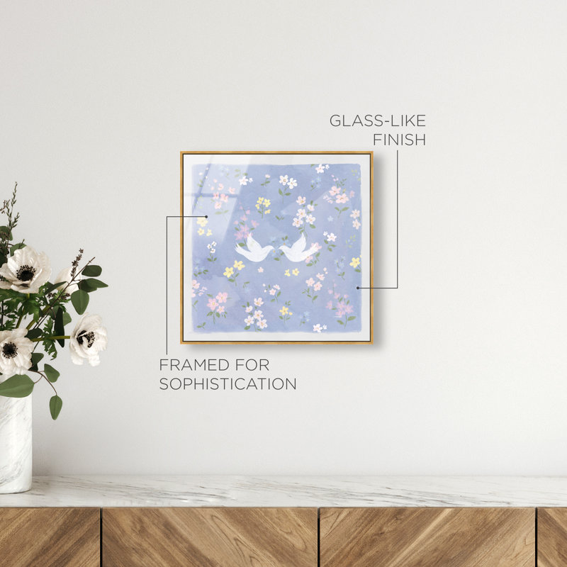 Love Doves Print by Oliver Gal, 13"H x 13"W, Gold Floater Frame