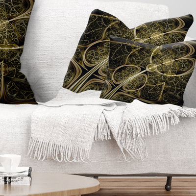 Yellow Metallic Fabric Pattern - Floral Printed Pillow