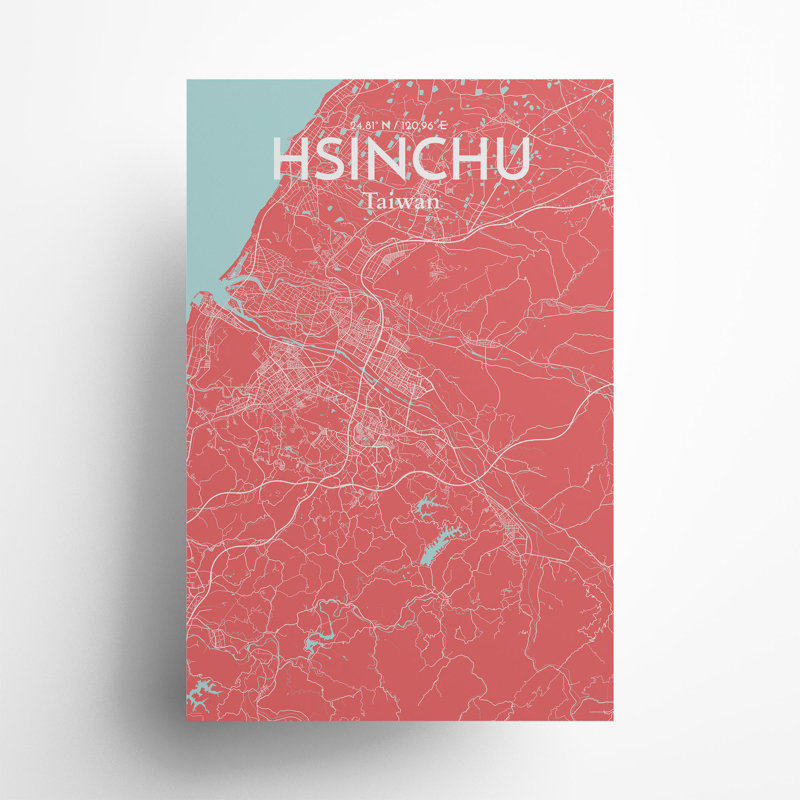 Hsinchu City Map In Maritime - No Frame Print, 36cm H x 24cm W x 0.05cm D