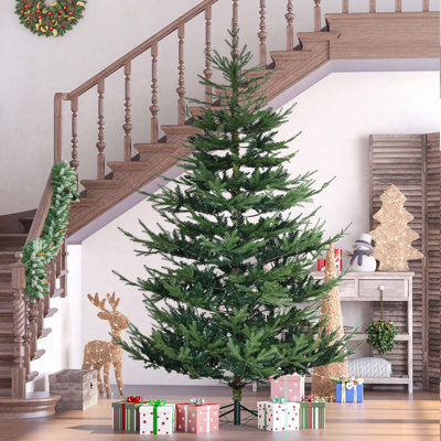 Arbre de Noël articulé artificiel 7,5 / 9 pi avec branches réalistes et base en acier