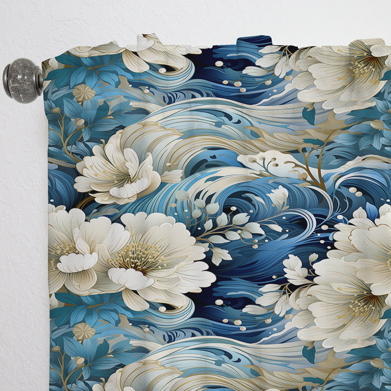 Coastal Retreat Paisley Pattern II - Floral Curtain - Velvet Room Darkening - 1 panel, 52" W x 95" L