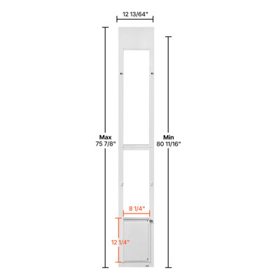 Dog Door for Sliding Glass Door, 75 7/8" to 80 11/16" Adjustable Height, Aluminum Alloy Frame with Flap, Rotating Hinge, Lock Design, for Medium-Sized Dogs, Sliding Glass Pet Doors for Renters