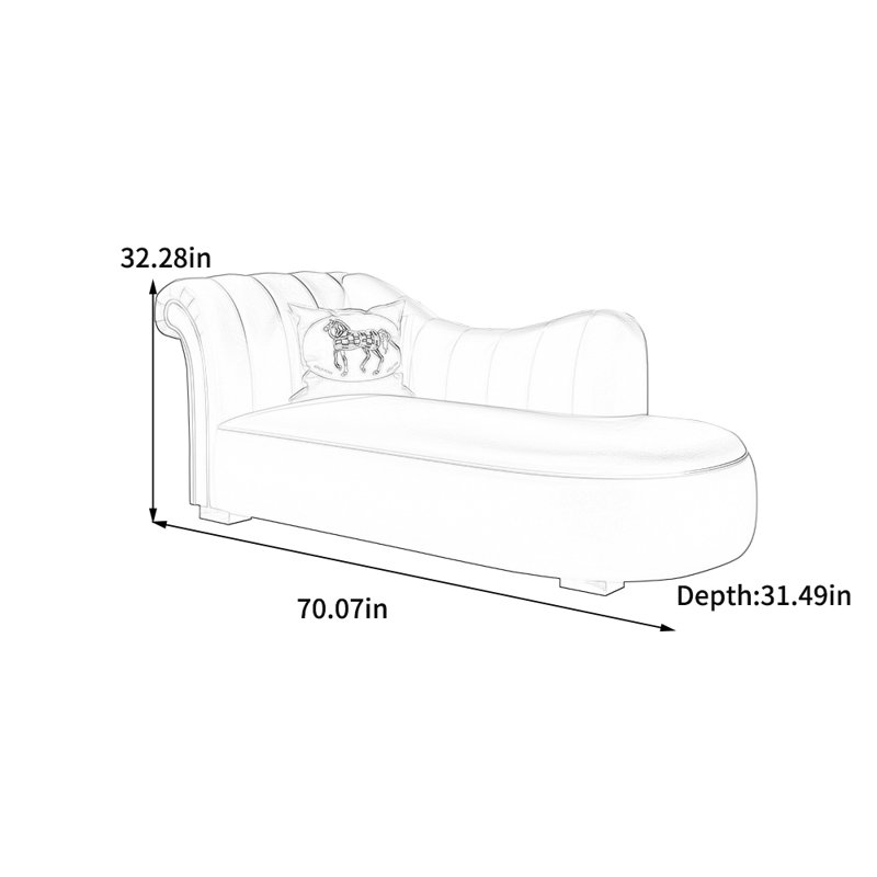 Chaise longue en bois massif de style simple, Brun, Orienté à gauche (vu de face)