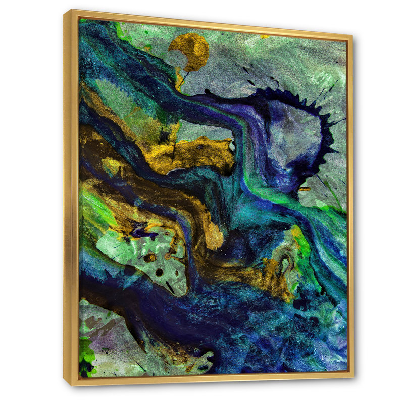 «Colorful Mixed Fluid Art III», reproduction d'art moderne sur toile, L 8 po x H 12 po, Cadre flottant doré