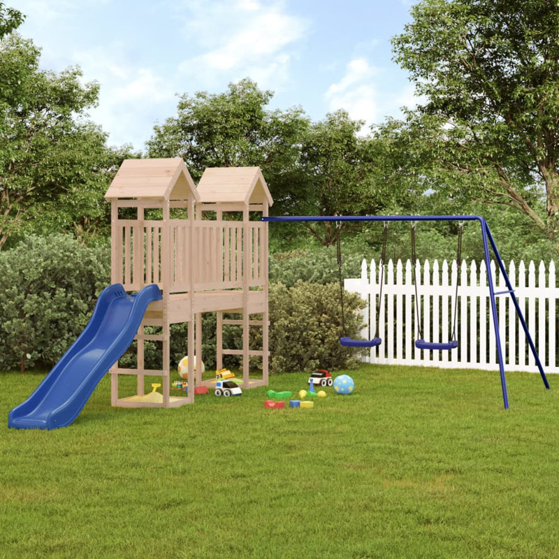 Gans Freeport Park Solid Wood Swing Set with Swing(s) , 1 Slide(s), Brown