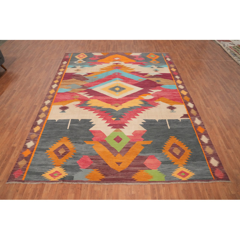 Tapis géométrique kilim 10 x 13