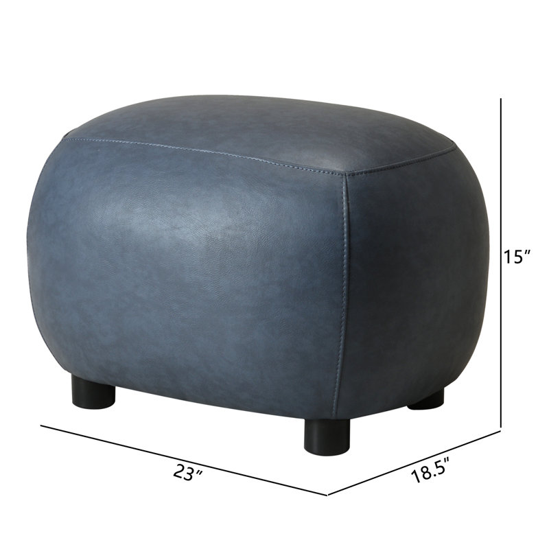 Faux Leather Upholstered Swivel Armchair With Ottoman, Navy