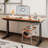 Brown+Black Rectangular Solid Wood+Steel desk