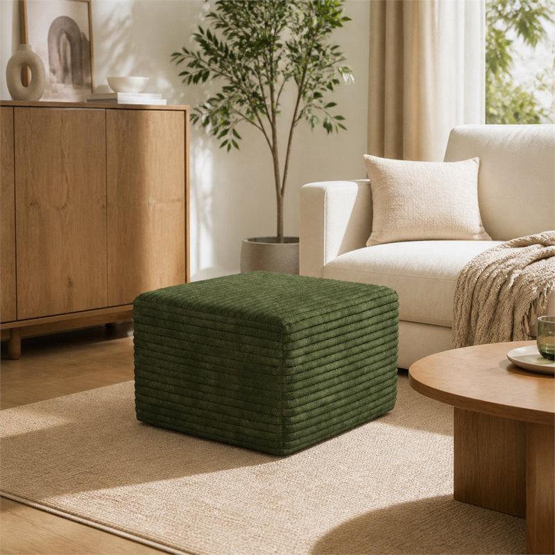 Repose-pieds en velours côtelé avec revêtement moelleux, vert, Vert