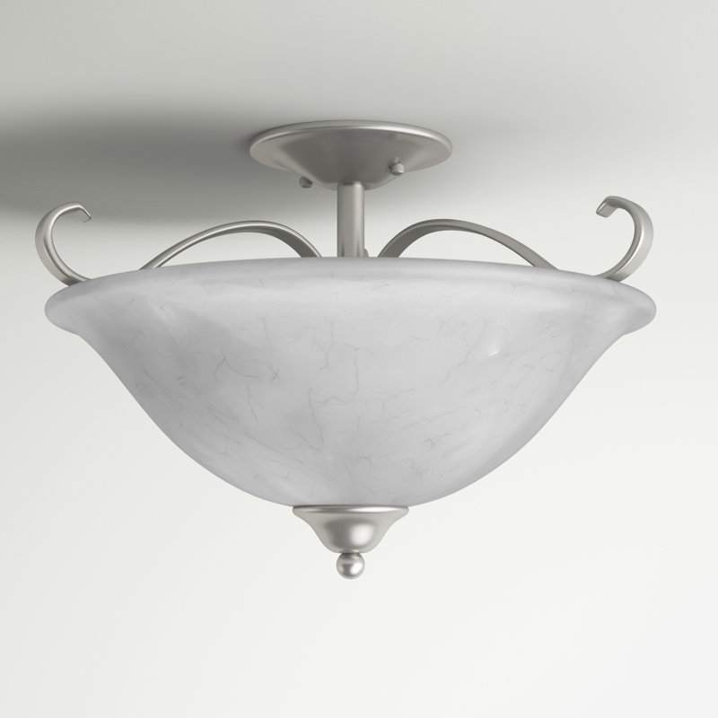 Plafonnier semi-encastré 3 lumières 17 po Neal, Nickel antique