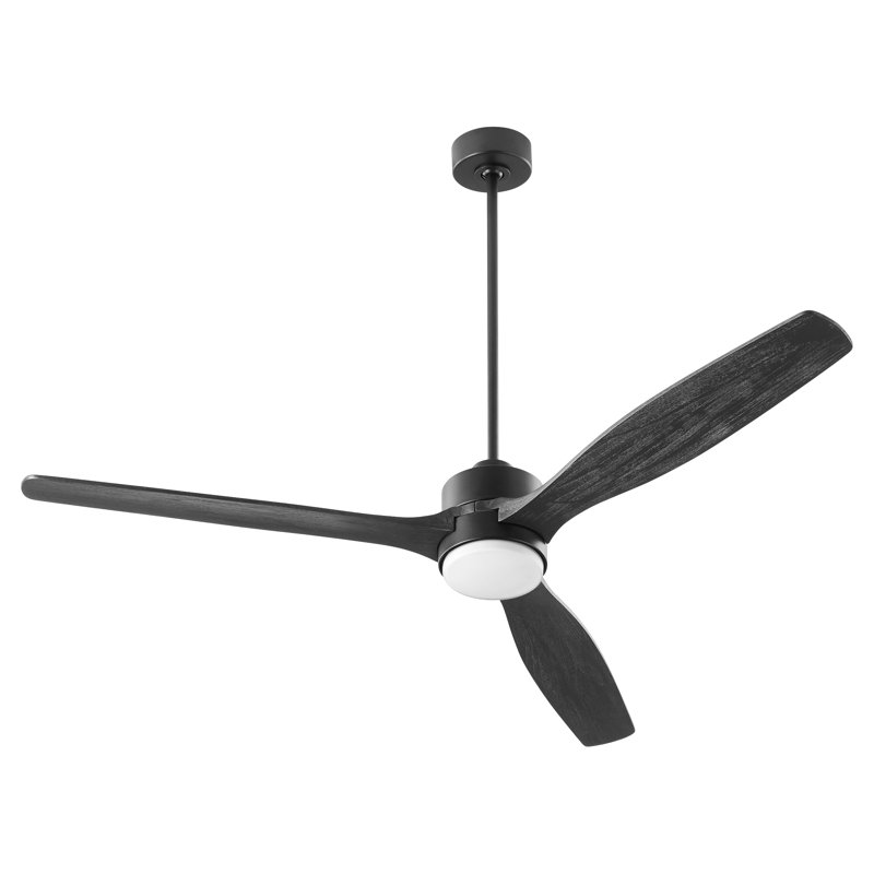 Ventilateur de plafond standard 65 pouces à 3 pales avec commande murale Jathaniel, Noir
