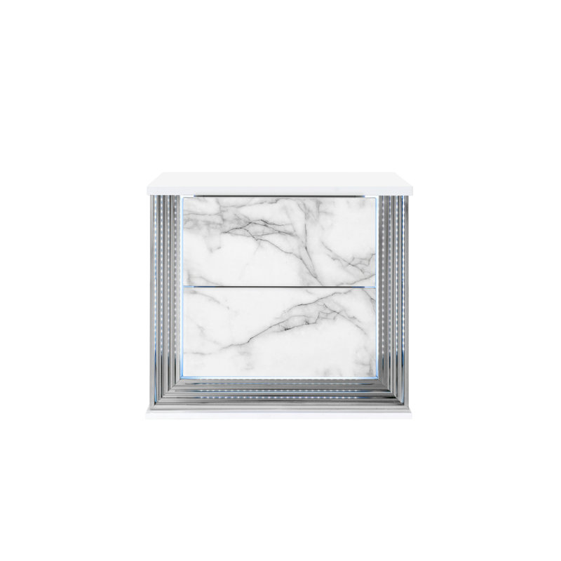 MOON WHITE MARBLE LED Nightstand