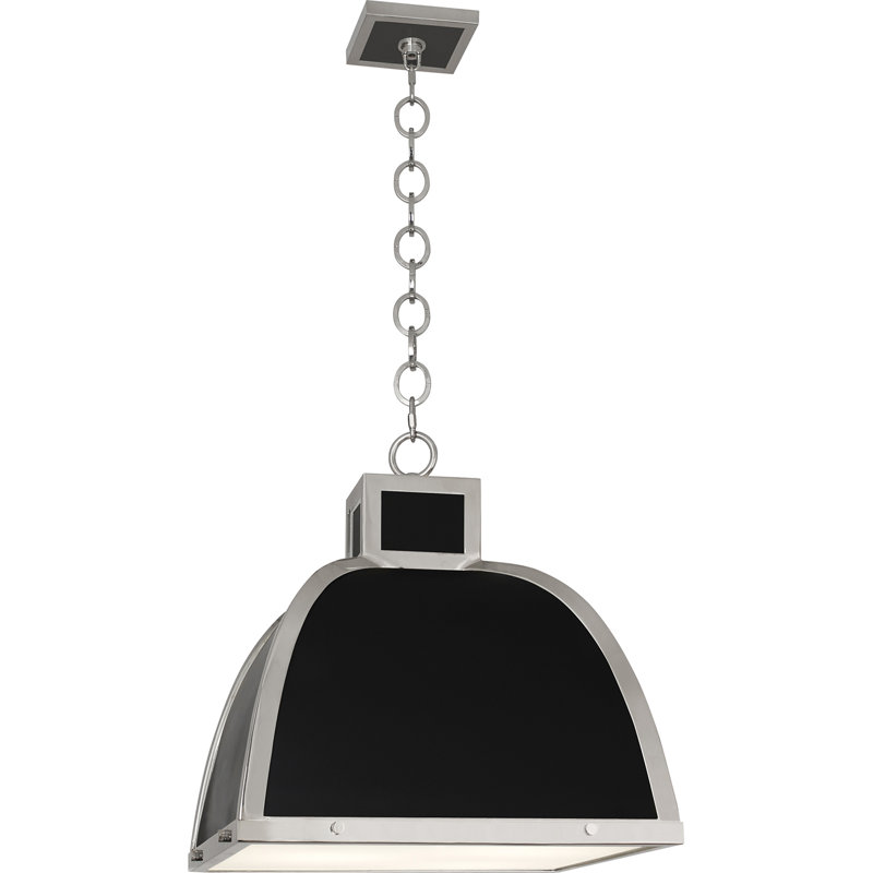 Lustre géométrique unique à 3 lumières Ranger, Peinture noir brillant / accents en nickel poli