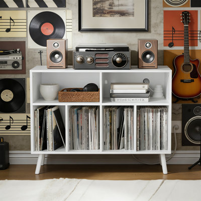 Wood Record Player Stand With Vinyl Storage Cabinet For Up To 350 Albums by George Oliver