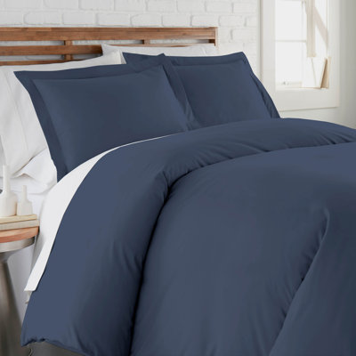 Southshore Fine Linens Southshore Basics Duvet Cover Set in Navy Blue, 90 GSM Double-Brushed Microfiber Bedding with Hidden Zipper Closure and Corner Ties, 2 Pillow Shams, Full/Queen