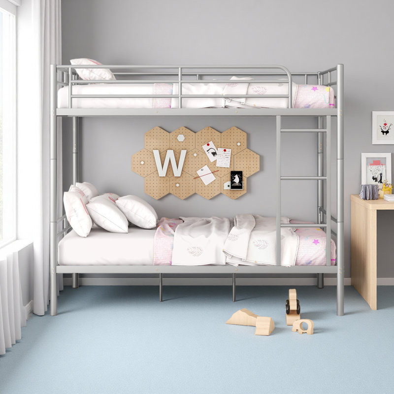 Full Over Full Metal Bunk Bed, Sliver