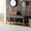 Banc de chambre gris avec design moderne et tablette de rangement - Améliore l'organisation