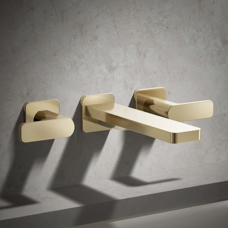 Parallel Wall Mount Bath Filler Trim, Vibrant French Gold