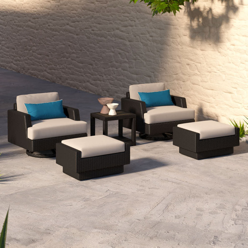 Ehrenfried 2 - Person Patio Conversation Set with Cushions, Canvas Spa Sunbrella® Canvas
