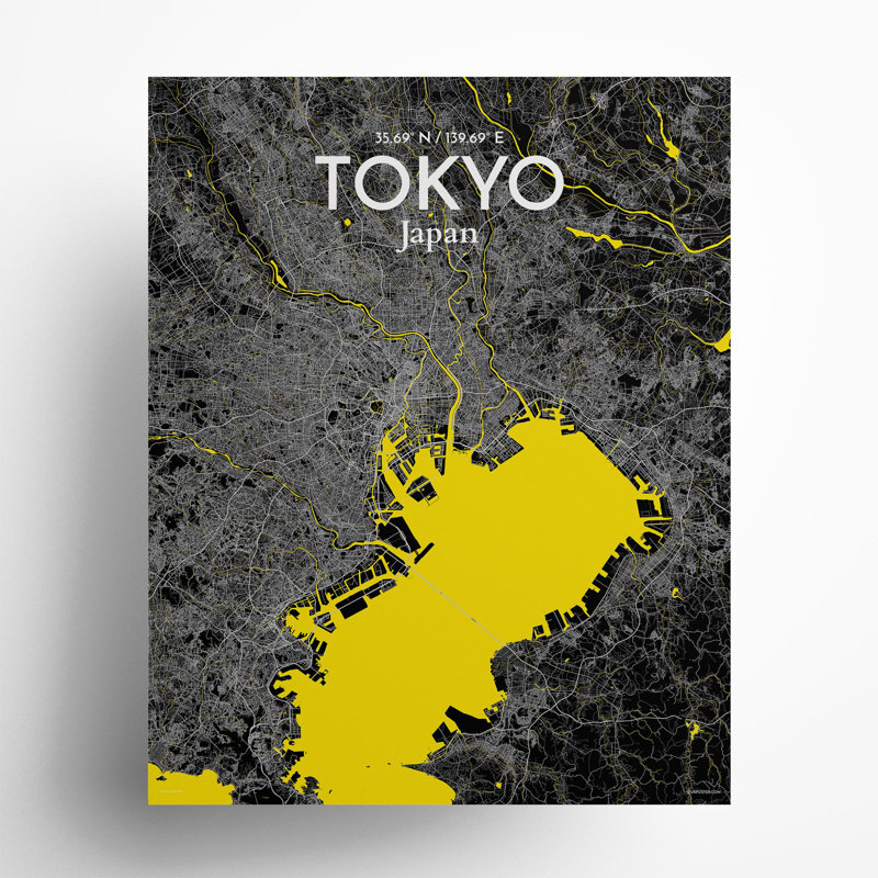 Tokyo City Map In Times - No Frame Print, 20cm H x 16cm W x 0.05cm D