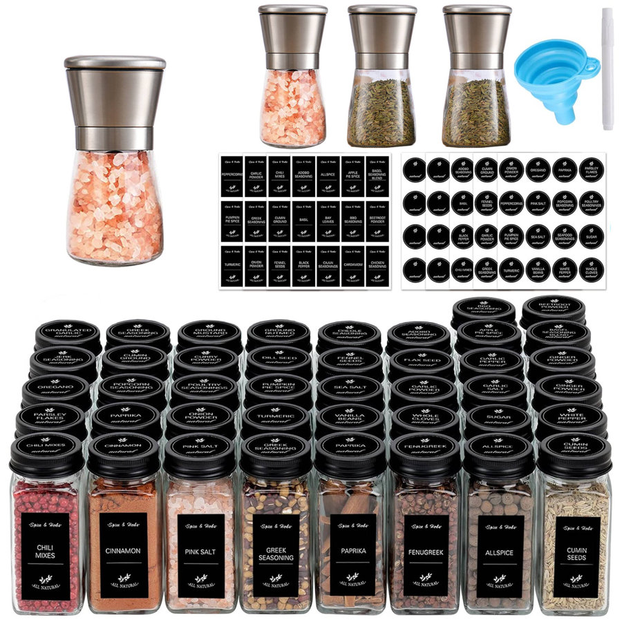 42PCS Spice Jars and 4PCS Pepper Grinder