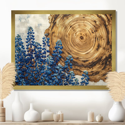 «Blue Bonnets Flowers On A Wood Slide Landscape II - Blue Bonnets», art mural