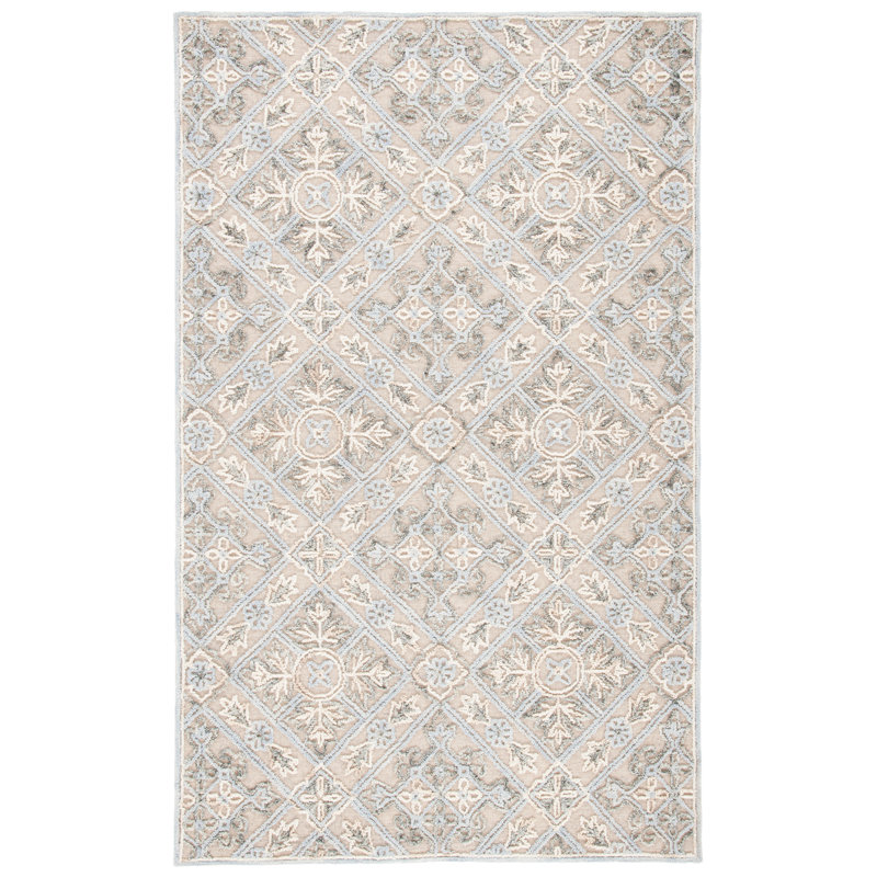 Sherly Hand Tufted Wool/Cotton Geometric Rug in Beige, Rectangle 8' x 10'