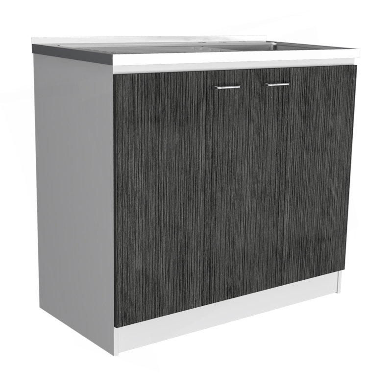 Évier utilitaire rectangulaire rectangulaire 2 portes et armoire Brookeline, Gray
