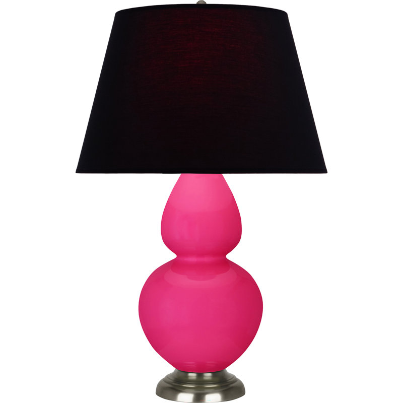 Lampe de table double gourde en céramique, Noir / Rouge, Bleu sarcelle / bronze patiné foncé, Argent argent