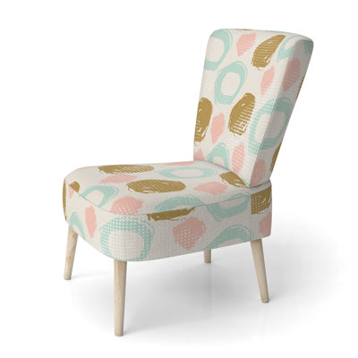 Chaise d'appoint en velours à motif abstrait crème et or