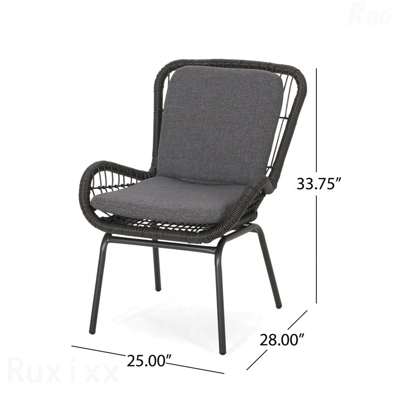 Ensemble de 2 chaises de patio avec coussins Mccaskill, Gris
