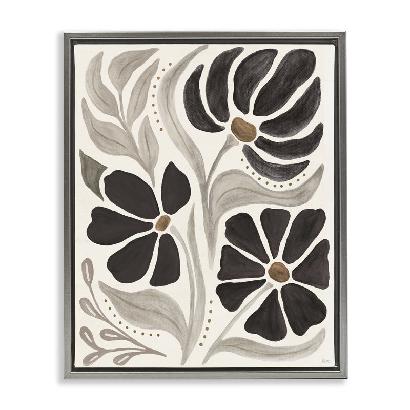 «Boho Curved Petals» encadrée par Flonique, par Véronique Charron, Cadre flottant gris lustré, H 31 po x l 25 po