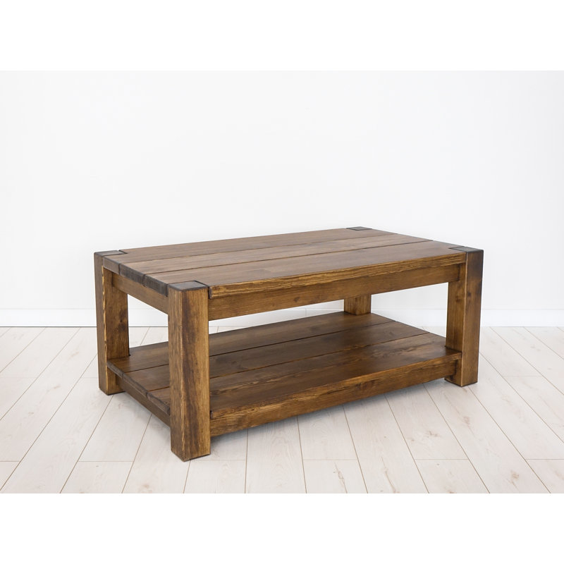 Desmon Solid Wood Four Leg Coffee Table with Storage