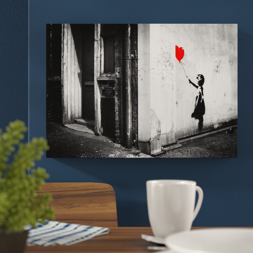 Banksy Girl with Balloon Graffiti - Wrapped Canvas