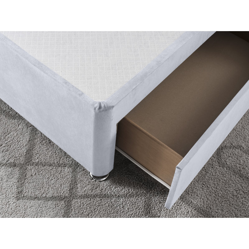 Plush Divan Bed Base, White, Double (4'6), Left Side Drawers