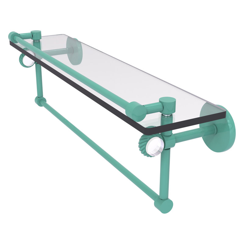 Tablette flottante avec barre à serviettes Clearview, H 6,7 po x l 22 po x P 5,8 po, Vert écume de mer
