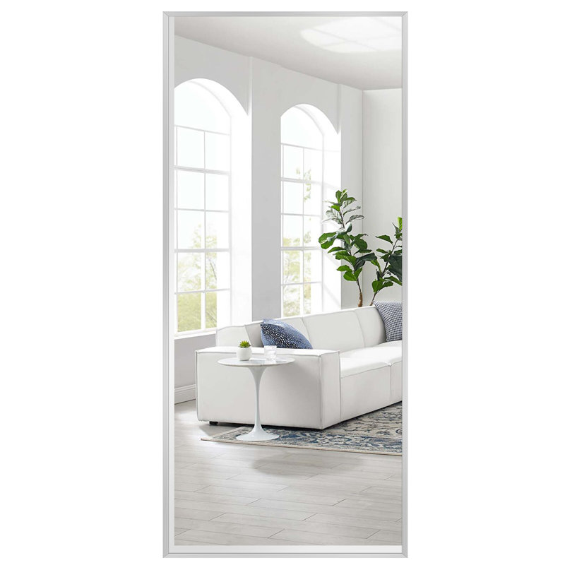 Talma Wood Flat Mirror, Light Gray, 71" H x 24" W