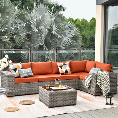 Evanna 6 - Person Modular Patio Conversation Set with Cushions