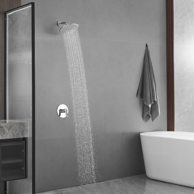 Single Handle 1-Spray Square Shower Faucet Set 2.5 GPM With High Pressure Shower Head In Matte Black (Valve Included)